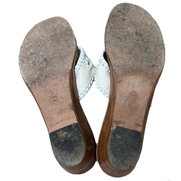 Jack Rogers Navajo Sandals Beige White 7 M Thong Palm Beach Hampton - Picture 6 of 6